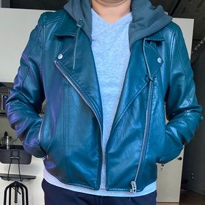 Blank NYC faux leather jacket w/ hood